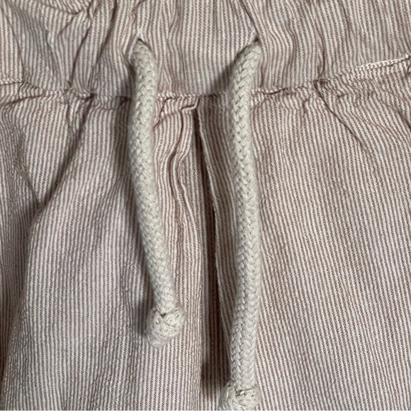 Oak + Fort Tan Pinstriped Drawstring Elastic Waist Wide Leg Pants 35881 - Picture 3 of 14